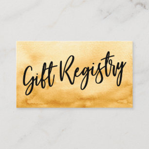 Casual Handwriting Yellow Watercolor Gift Registry Enclosure Card