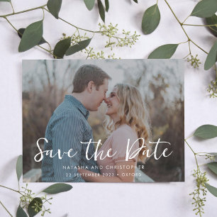 Casual Handwritten Overlay Photo QR Code Save The Date