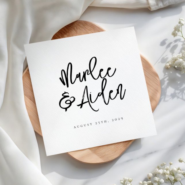 Casual Handwritten Personalised Wedding Napkin (Creator Uploaded)
