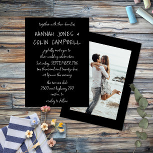 Casual Handwritten Typography White & Black Invitation