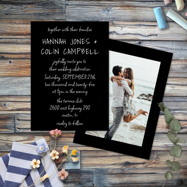 Casual Handwritten Typography White & Black Invitation (Creator Uploaded)