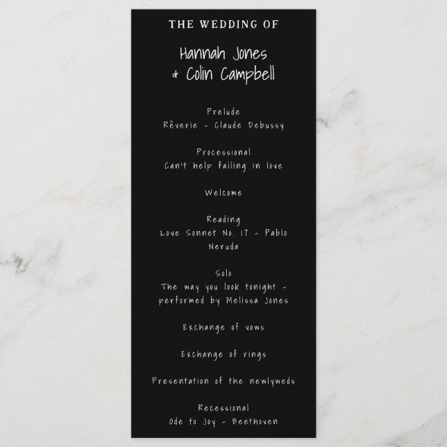 Casual Handwritten Typography White & Black Programme (Front)