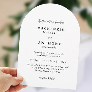 Casual Handwritten Wedding Black & White Arch Invitation