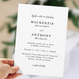 Casual Handwritten Wedding Black & White Invitation