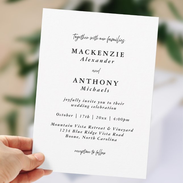 Casual Handwritten Wedding Black & White Invitation (Creator Uploaded)
