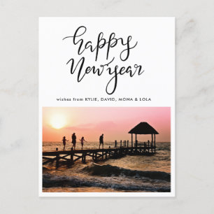 Casual Happy New Year Handwritten Holiday Photo Postcard