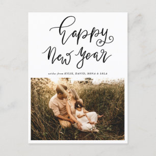 Casual Happy New Year Handwritten Holiday Photo Postcard