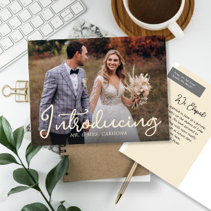 Casual Introducing Script Elopement Photo Announcement Postcard
