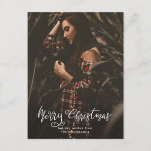 Casual Merry Christmas Script Photo Postcard