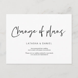 Casual Minimal, Change of plans, Wedding Postponed Postcard