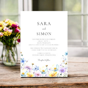 Casual minimal modern wildflower wedding invitation