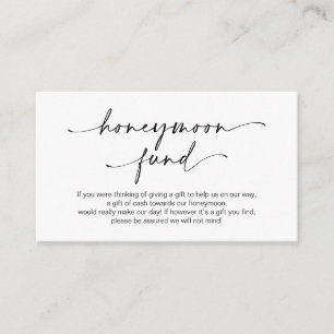 Casual Minimalist Black ink Pen, Honeymoon Wish Enclosure Card