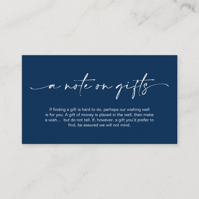 Casual Minimalist Navy ink Pen, A note on gifts Enclosure Card (Front)