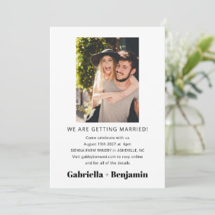 Casual Minimalist Photo White All In One Wedding Invitation