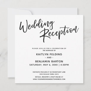 Casual Modern Handwriting Simple Wedding Reception Invitation