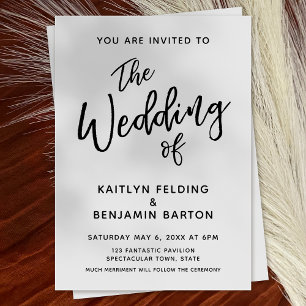 Casual, Modern, Minimal Typography Wedding Invitation