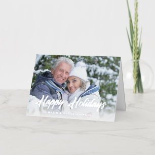 Casual Modern Script Happy Holidays Photo Foil Holiday Card