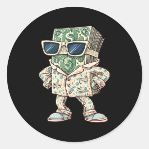 Casual Money Sleepwear Costume For Cash Lovers Classic Round Sticker