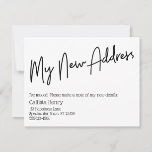 Casual My New Address Black & White Announcement