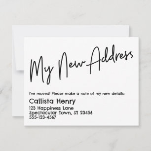 Casual My New Address Black & White Announcement