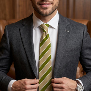 Casual Olive Green Tan Travel Tie