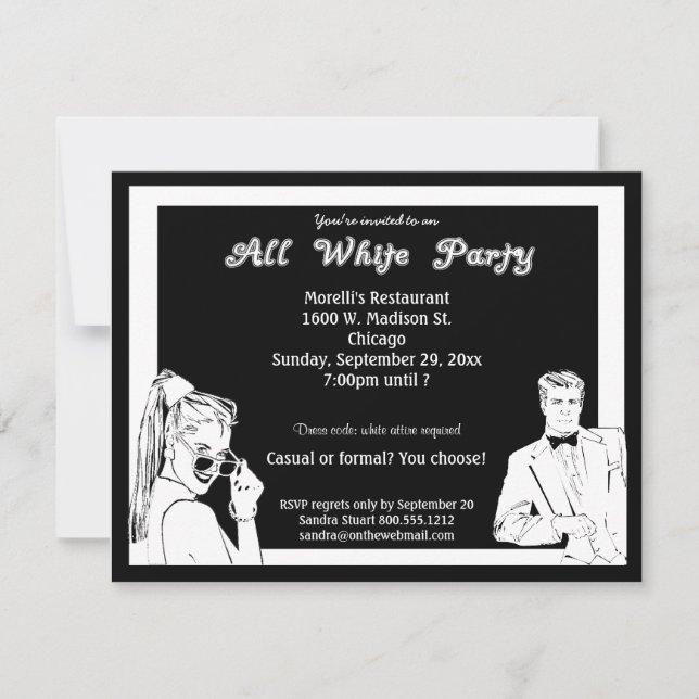 Casual Or Formal White Attire Party Invitation (Front)