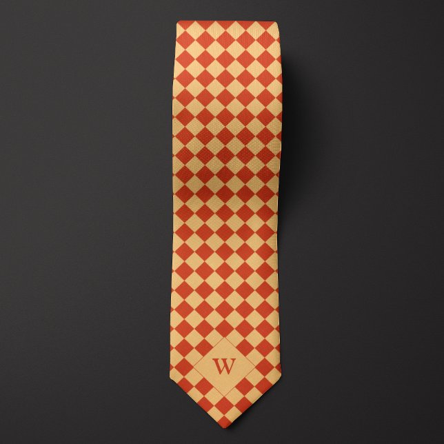 Casual Orange Chequered Monogram Tie (Creator Uploaded)