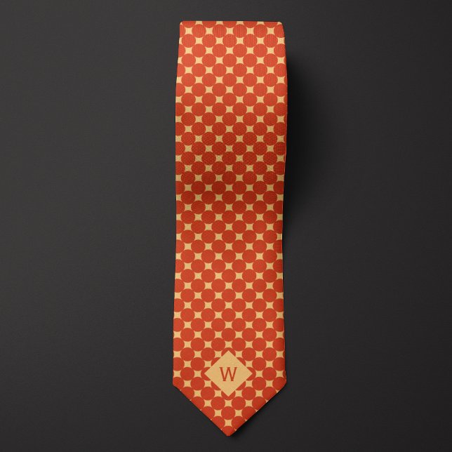Casual Orange Circles Monogram Tie (Creator Uploaded)