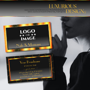 Casual Orange Frame Black Gradient add Logo Luxury Business Card