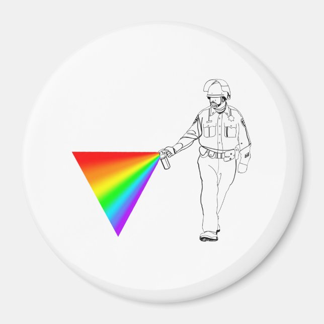 Casual Pepper Spray Cop Rainbow Magnet (Front)
