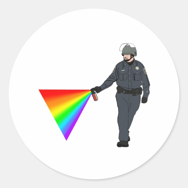 Casual Pepper Spray Cop Rainbow With Colour Classic Round Sticker (Front)
