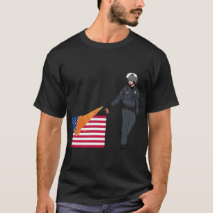 Casual Pepper Spray Cop with Flag in Colour T-Shirt