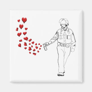 Casual Pepper Spray Cop with Hearts Magnet