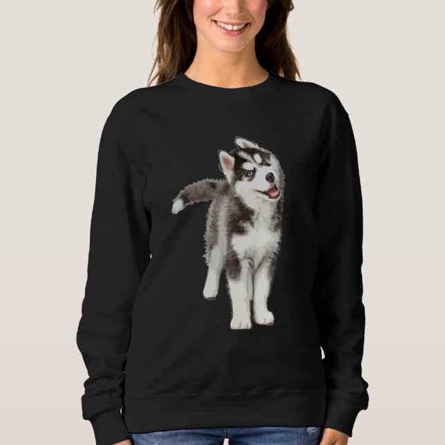 Casual Pomsky Portrait Graphic Art Men Women Kids Sweatshirt (Front)
