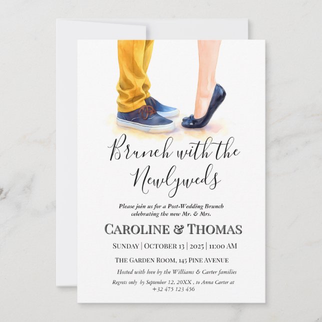 Casual Post-Wedding Brunch Modern Calligraphy  Invitation (Front)