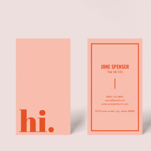 Casual Red & Pink Typography Retro Hello Hi Business Card