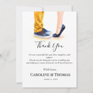 Casual Rehearsal Wedding Chic Couple Illustration Thank You Card