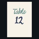 Casual Retro Quirky Handwriting Green Blue Wedding Table Number<br><div class="desc">Casual Retro Quirky Handwriting Green Blue Wedding Table Number</div>