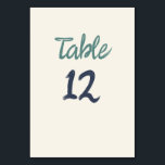 Casual Retro Quirky Handwriting Green Blue Wedding Table Number<br><div class="desc">Casual Retro Quirky Handwriting Green Blue Wedding Table Number</div>