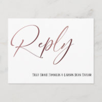 Casual Rose Gold Handwriting RSVP Song Request