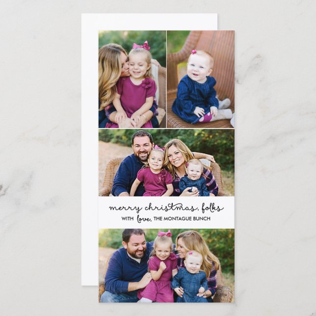 Casual Script 4 Photo Christmas Holiday One Sided (Front/Back)