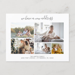 Casual Script 5 Photos Moving Announcement Postcard