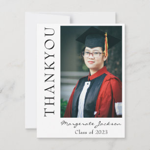 Casual Script and Graduation Photo Thank You Card