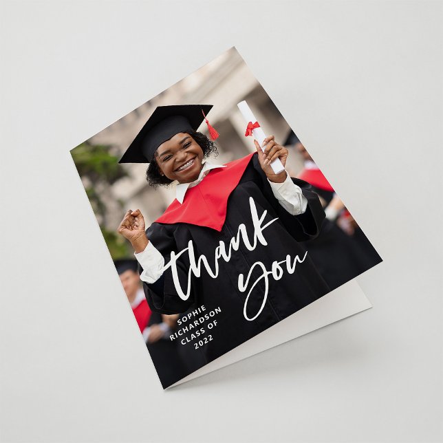 Casual Script and Photo | Class of 2022 Thank You Card (Creator Uploaded)