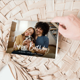 Casual Script and Photo   Happy Birthday Card