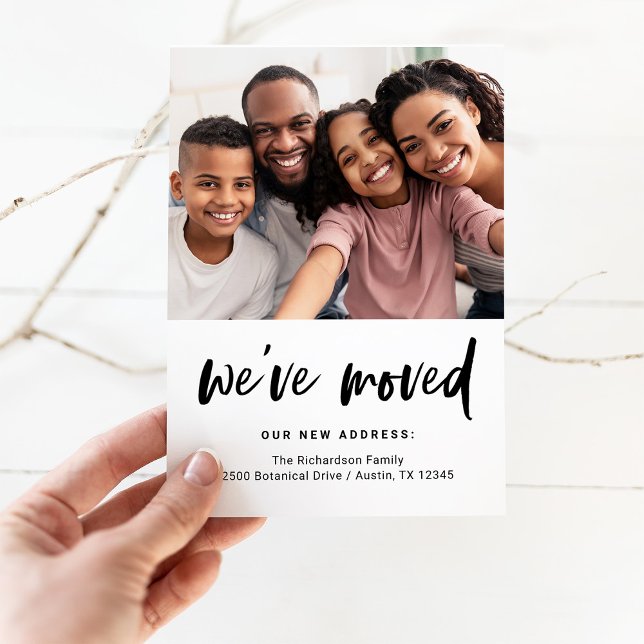 Casual Script and Photo | Moving Announcement Postcard (Creator Uploaded)
