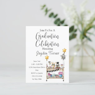 Casual Script Bar Cart Graduation Invitation Postcard