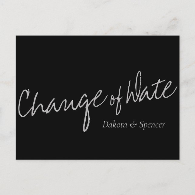 Casual Script | Black Grey Change of Wedding Date Postcard (Front)