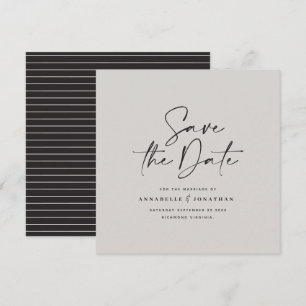 Casual script black grey typography wedding save the date