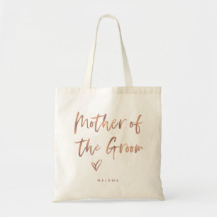 Casual Script Chic Rose Gold Mother of the Groom Tote Bag